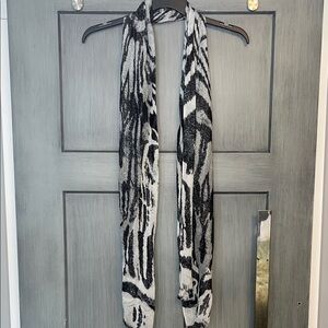 Shimmery Black and White Animal Print Scarf